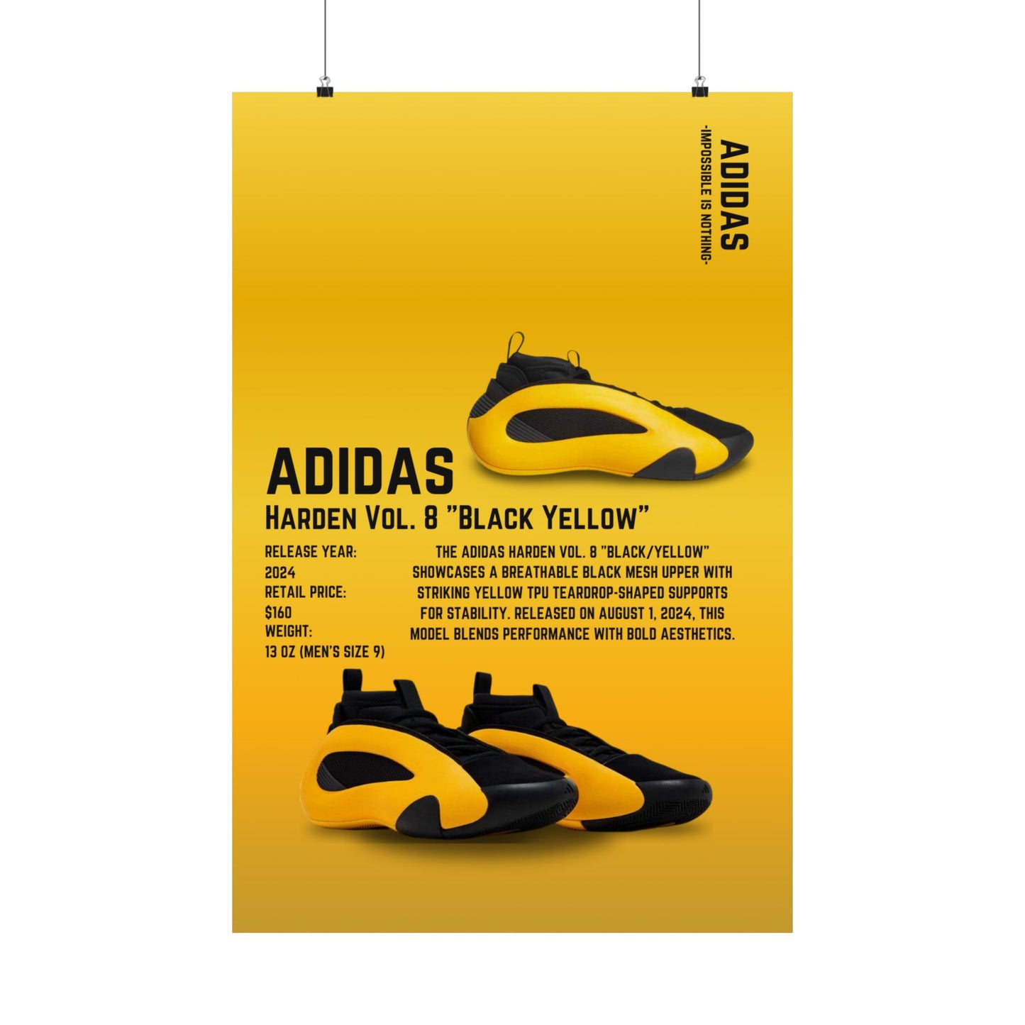Adidas Harden Vol. 8 "Black Yellow" - Poster