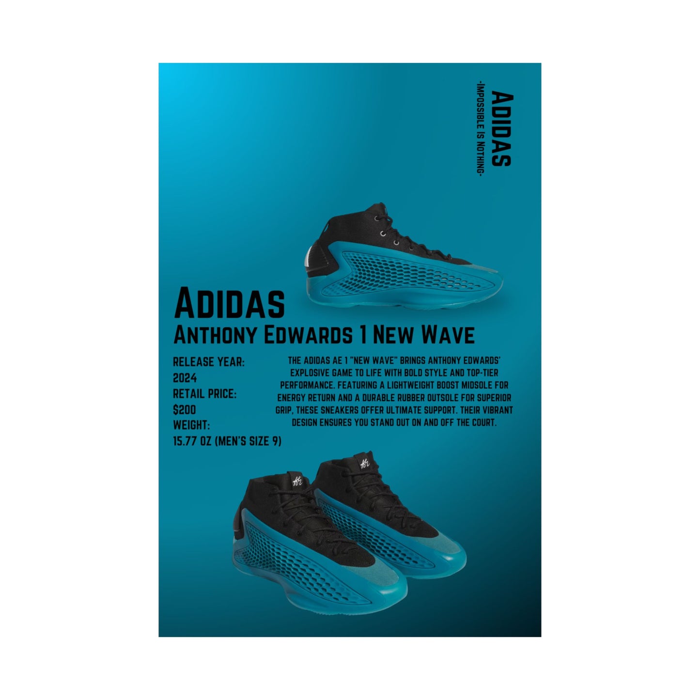 Adidas Anthony Edwards 1 New Wave - Poster