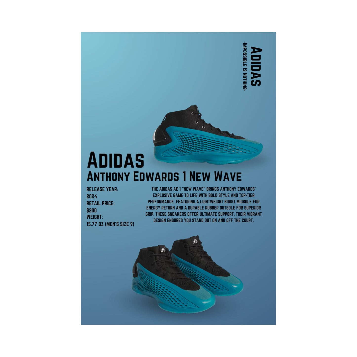 Adidas Anthony Edwards 1 New Wave - Poster