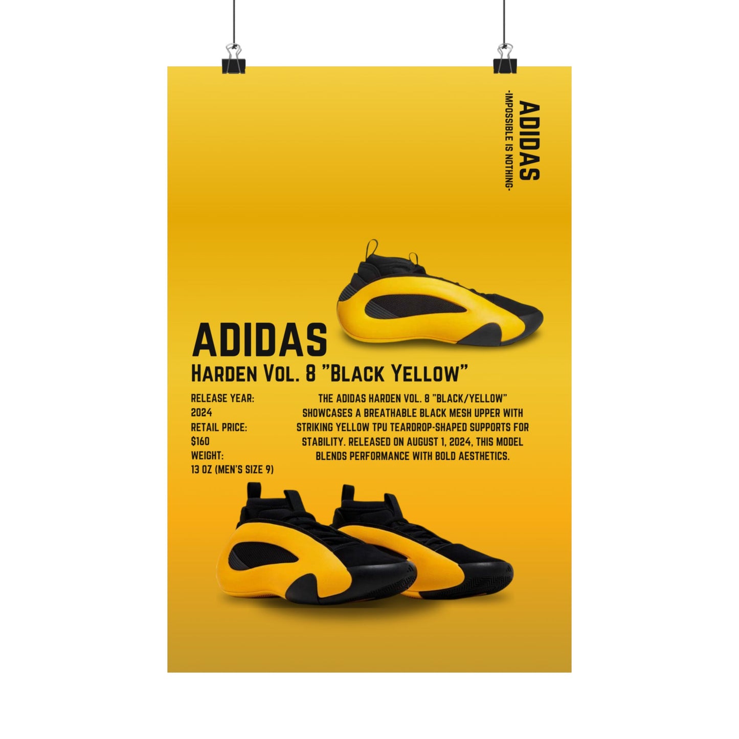 Adidas Harden Vol. 8 "Black Yellow" - Poster
