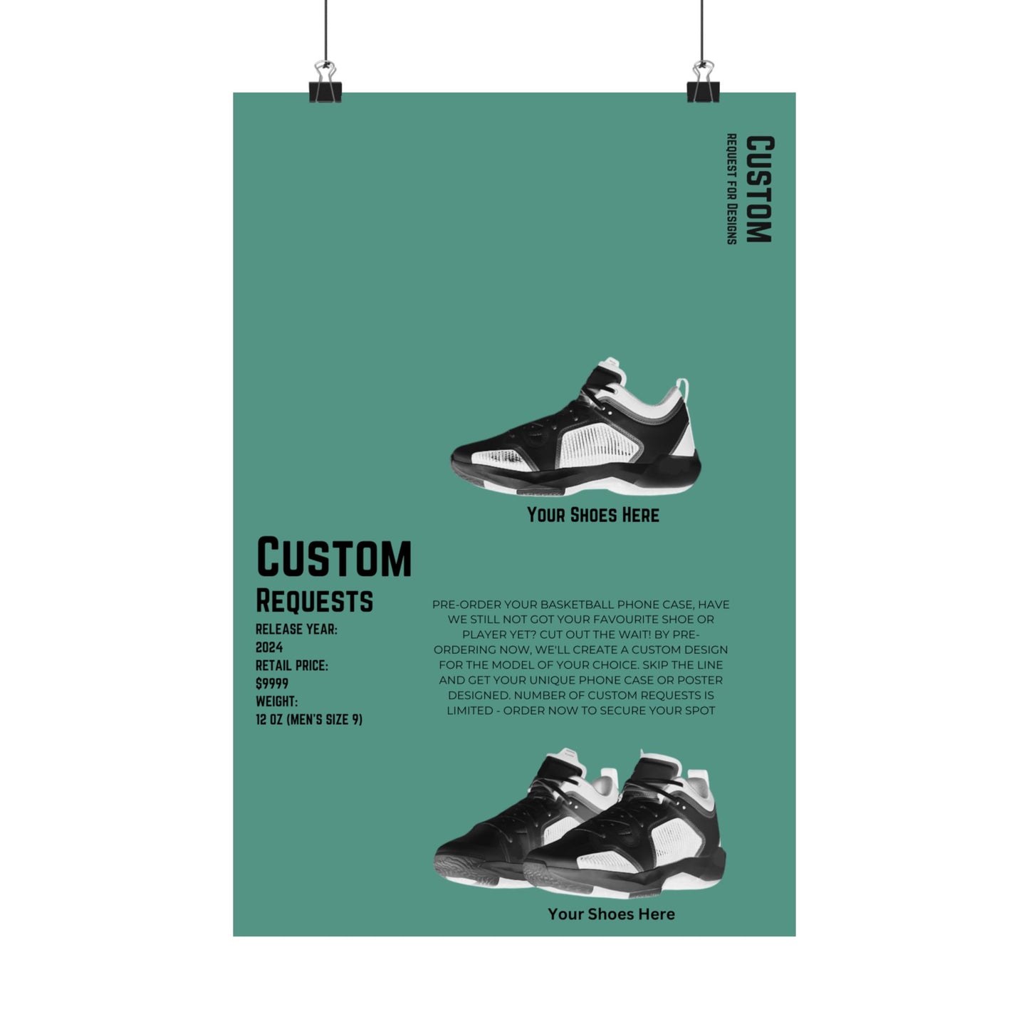 Custom Basketball Shoe Poster